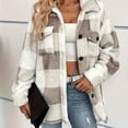 thumbnail image 4 of Women's Fleece Plaid Teddy Jacket Button Front Long Sleeve Winter Thermal Outwear, 4 of 5