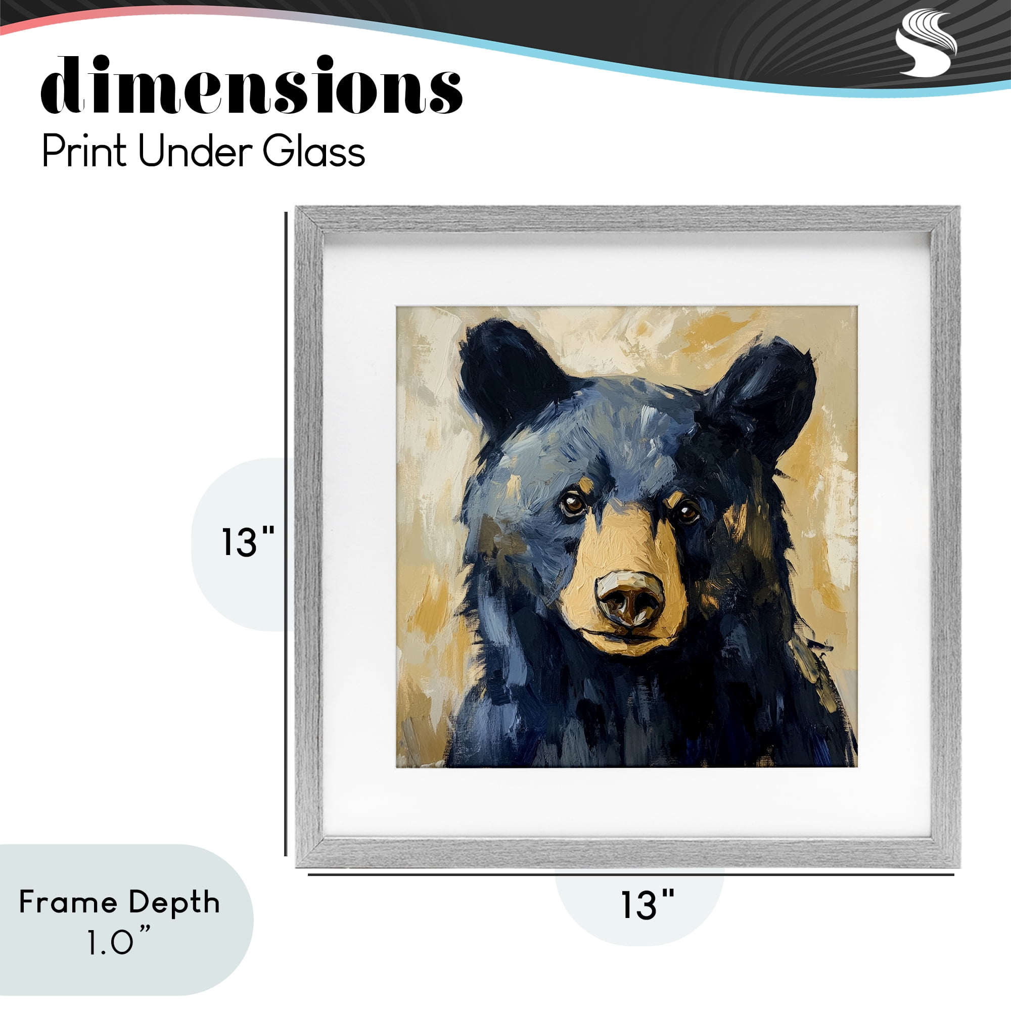 Stupell Industries Big Bear with Brushstrokes Gray Framed Print Under Glass, design by Petal Prints Design