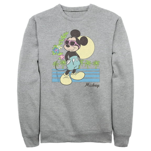Men's Mickey & Friends Retro Tropical Vacation Sweatshirt Athletic Heather Medium