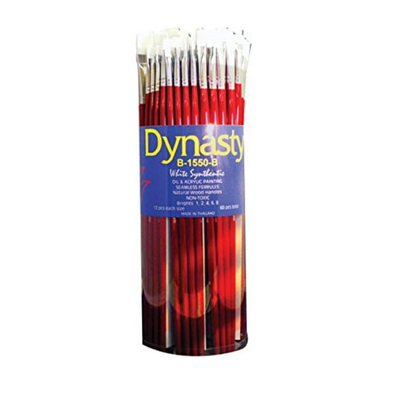 FM BRUSH CO INC 1440174 Brosses Blanches Synthétiques Brillantes Manche LONG Ensemble de 60