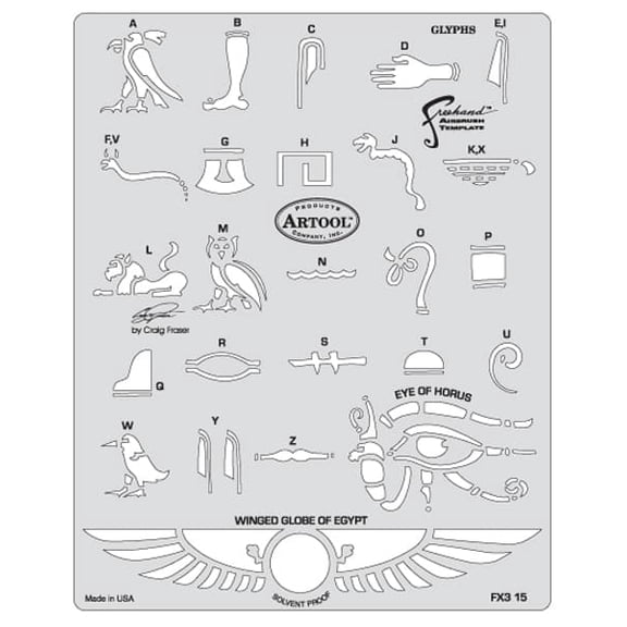 Iwata Artool Freehand Template - Kustom FX 3 Glyphs