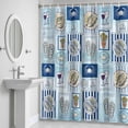 thumbnail image 6 of Summer Animals Bathroom Shower Curtain, Cartoon Flip-Flops Grilled Fish Crab Cute Sailboat Blue Waterproof Washable Soft Bath Curtain for Bathtub Decor with 12 Hooks&Grommet, 36x78 Inch, 6 of 9