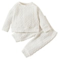 thumbnail image 1 of Gibobby Conjunto de pants para niño Niñas Primavera Otoño Invierno Color Sólido Manga Larga Top Chaleco Camiseta Color Sólido Pantalones Pantalones Dos Conjuntos(Blanco,9-12 Months), 1 of 5