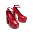 thumbnail image 4 of Women's High Chunky Platform Square Toe Heels Ankle Strap Pumps Solid Color Block Dress Shoes, 4 of 7