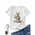 thumbnail image 4 of Women's T-Shirt Easter Rabbit Carrot Vintage Short Sleeve Casual Tee Classic Crew Neck T Shirt for Women White, XL, 4 of 7