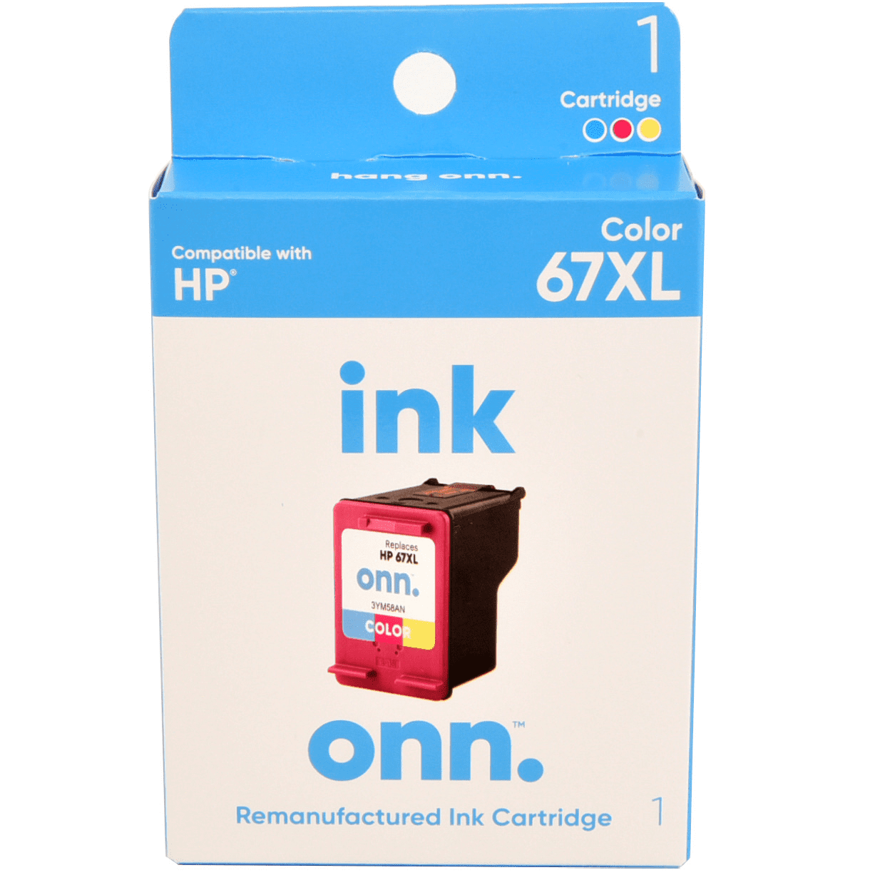 onn. Remanufactured Ink Cartridge, HP 67XL Color