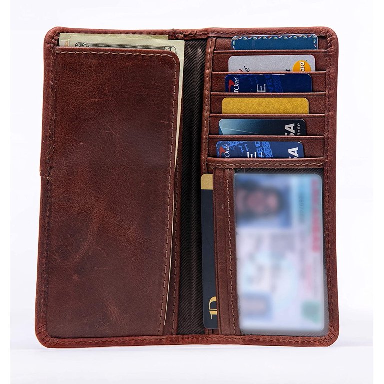 RAW HYD Full Grain Leather Cowboy Wallet, Bifold Rodeo Men's