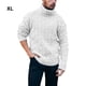 thumbnail image 5 of Jumpingount Jerséis de cuello alto de punto informales para hombre, Tops de invierno, suéteres de lana gruesos cálidos, transpirables, a la moda Camisetas blanco, 5 of 6