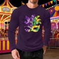 thumbnail image 2 of Mens Casual Camisetas de Manga Larga Cuello Redondo con Estampado de Carnaval, Suelto Elástico Top de Fitness para el Uso Diario, 2 of 5