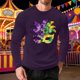 thumbnail image 4 of Mens Casual Camisetas de Manga Larga Cuello Redondo con Estampado de Carnaval, Suelto Elástico Top de Fitness para el Uso Diario, 4 of 5