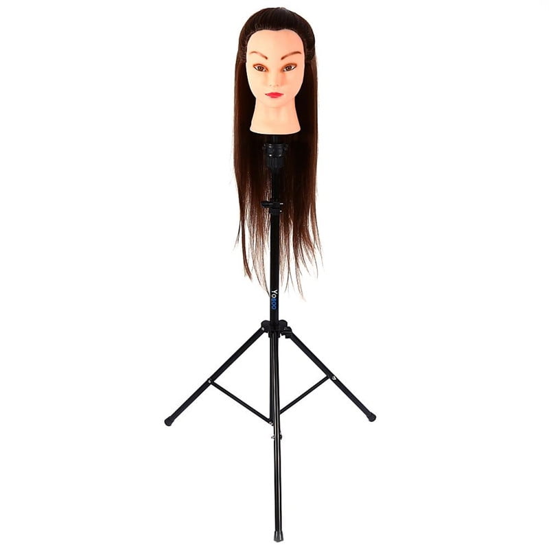mannequin head with hair and stand