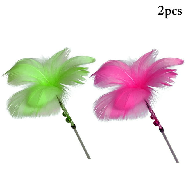 2PCS Cat Feather Teaser Interactive Belle Chat Jouet Interactif Chat Teaser Baguette