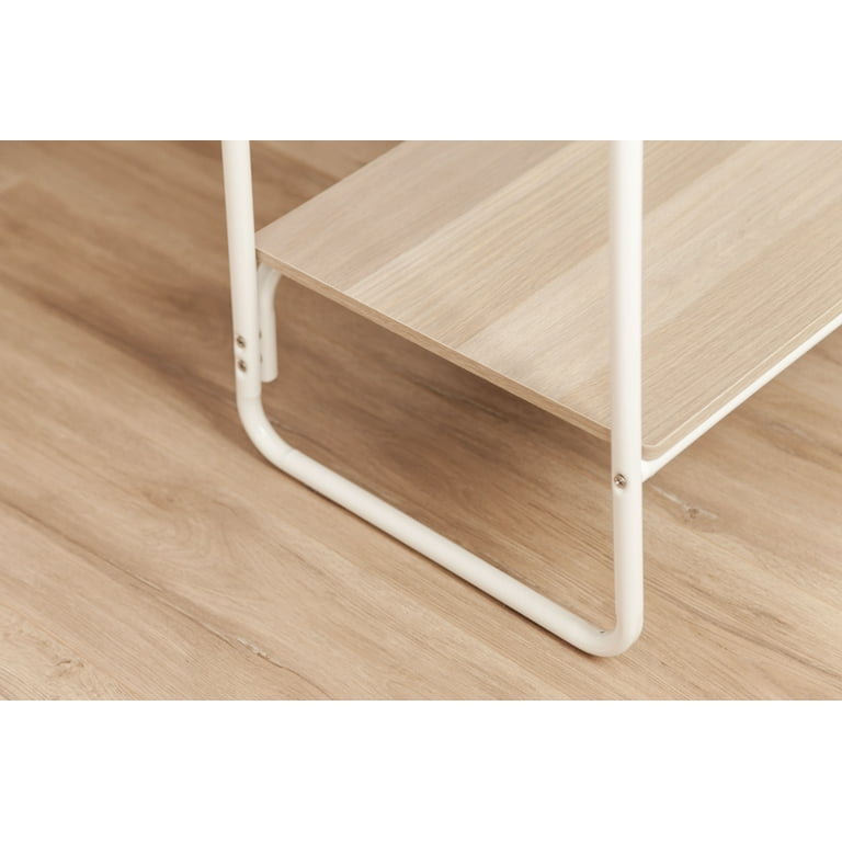 IRIS Metal Garment Rack with 2 Wood Shelves White and Light Brown PI B2 Walmart