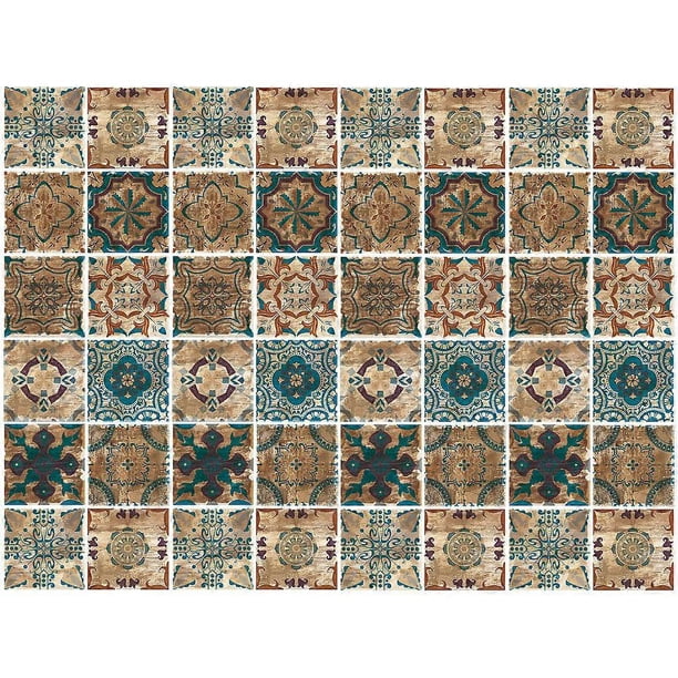 Tile Stickers Kitchen Wallpaper for DIY Use 48Pcs Peel and Stick PVC Wall Decals