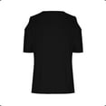 thumbnail image 5 of AherBiu Off Shoulder Tops T Shirts for Women Short Sleeve Summer Basic Solid Color Crewneck Tees, 5 of 5