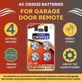 thumbnail image 3 of Garage Door Opener Battery - 4 Pack CR2032 Button Lithium 3V | Replacement Power for Major Remotes, Keypads, Sensors, 3 of 3