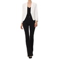 thumbnail image 3 of INSPIRE CHIC Women's Blazer Open Front Wear-to-Work Summer Crop Suit Jacket L White-Solid, 3 of 7
