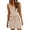 Khaki, variant on Women's Casual Sleeveless V Neck Tie Waist Mini Dress With Pockets Loose Fit Polyester Short Dress 1 Pc Sizes S-XXL