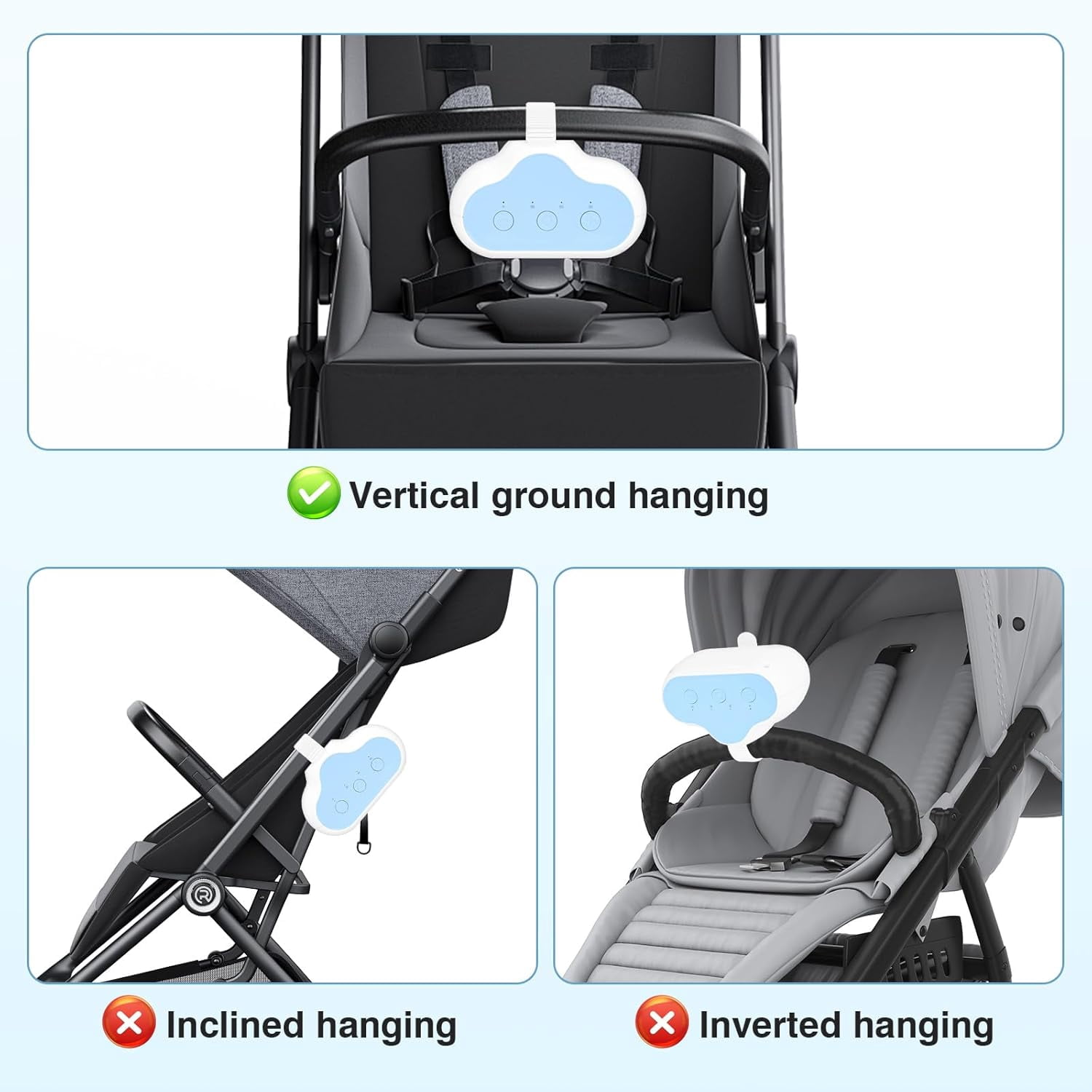 Wiher Rechargeable Stroller Rocker Device – Hands-Free Baby Rocker & Sleep Soother, Quiet Motor, Fits Stroller Handle, Bassinet & Crib, 3 Speeds, 4 Timer Settings, for Newborns to Toddlers(Blue)