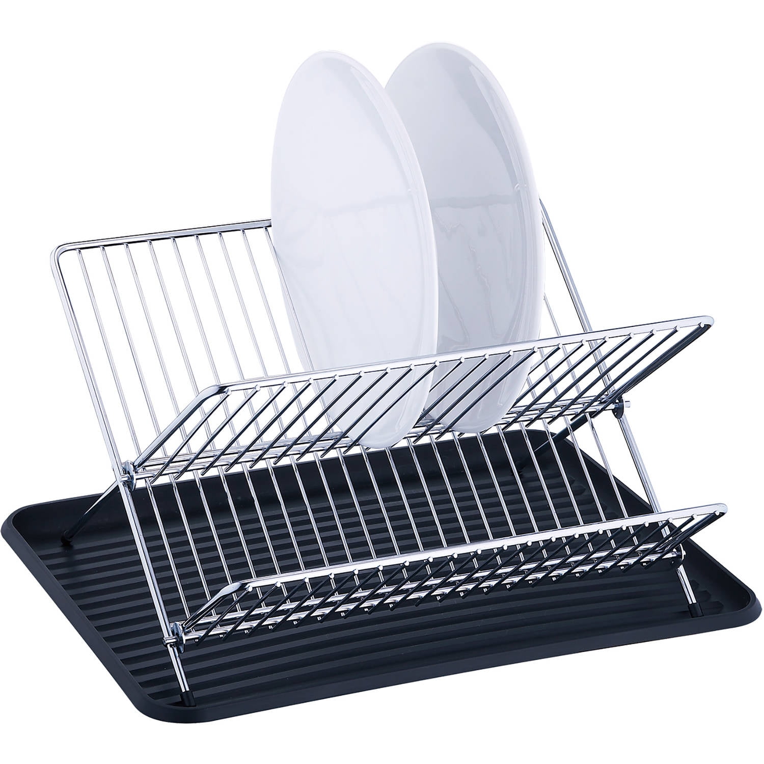 Anti-Rust Chrome Finish and a Non-Slip Base from Jean-Patrique Features an Expandable Two-Tier Design for Extra Capacity Folding Dish Drainer with Tray