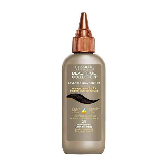 Clairol Professional Beautiful Collection Advanced Gray Solution Semi-Permanent Color, 2N Espresso Bean, 3 Oz.,Pack of 2