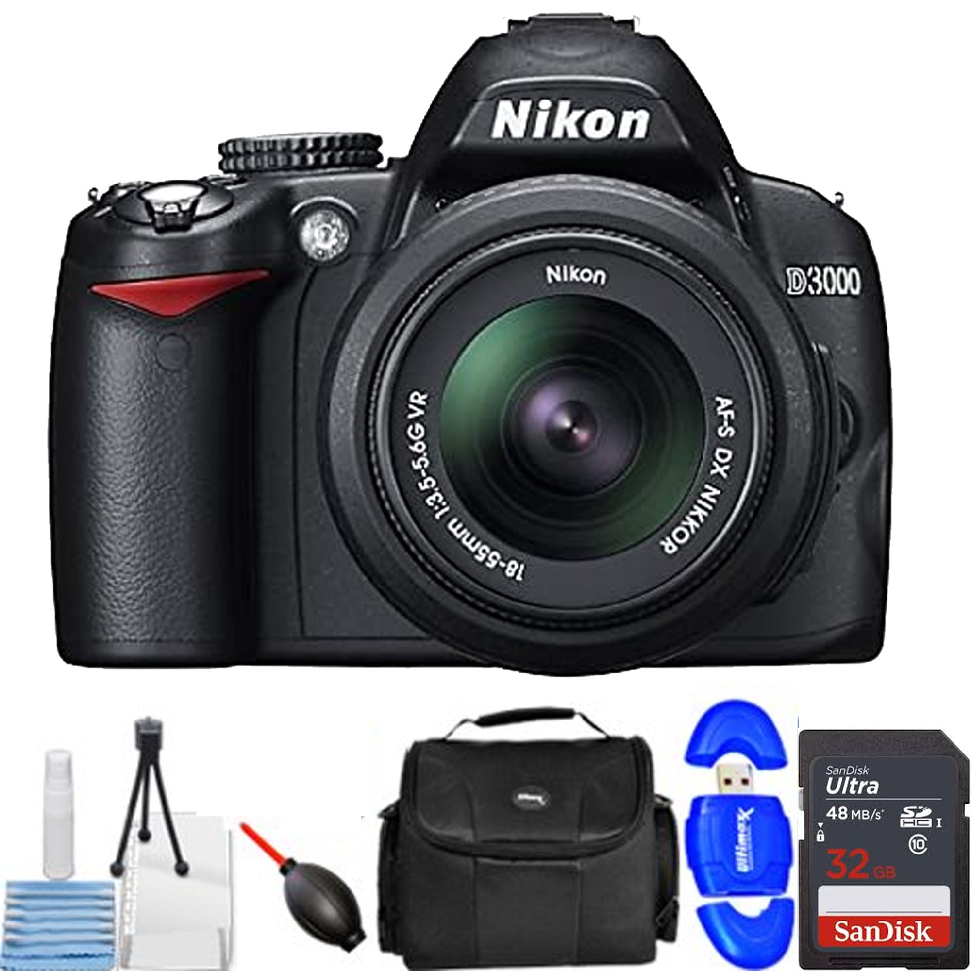 Nikon D3000/D3500 10.2MP Digital SLR Camera with 18:55mm amp; Sandisk 32GB  Starter Kit