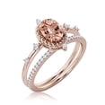 thumbnail image 3 of Dazzling Art nouvea 2.00 Carat Oval Cut Morganite And Diamond Moissanite Engagement Ring, Wedding Ring in 925 Sterling Silver With 18k Rose Gold Plating, Compass Ring, Bridal Set, Matching Band, 3 of 3
