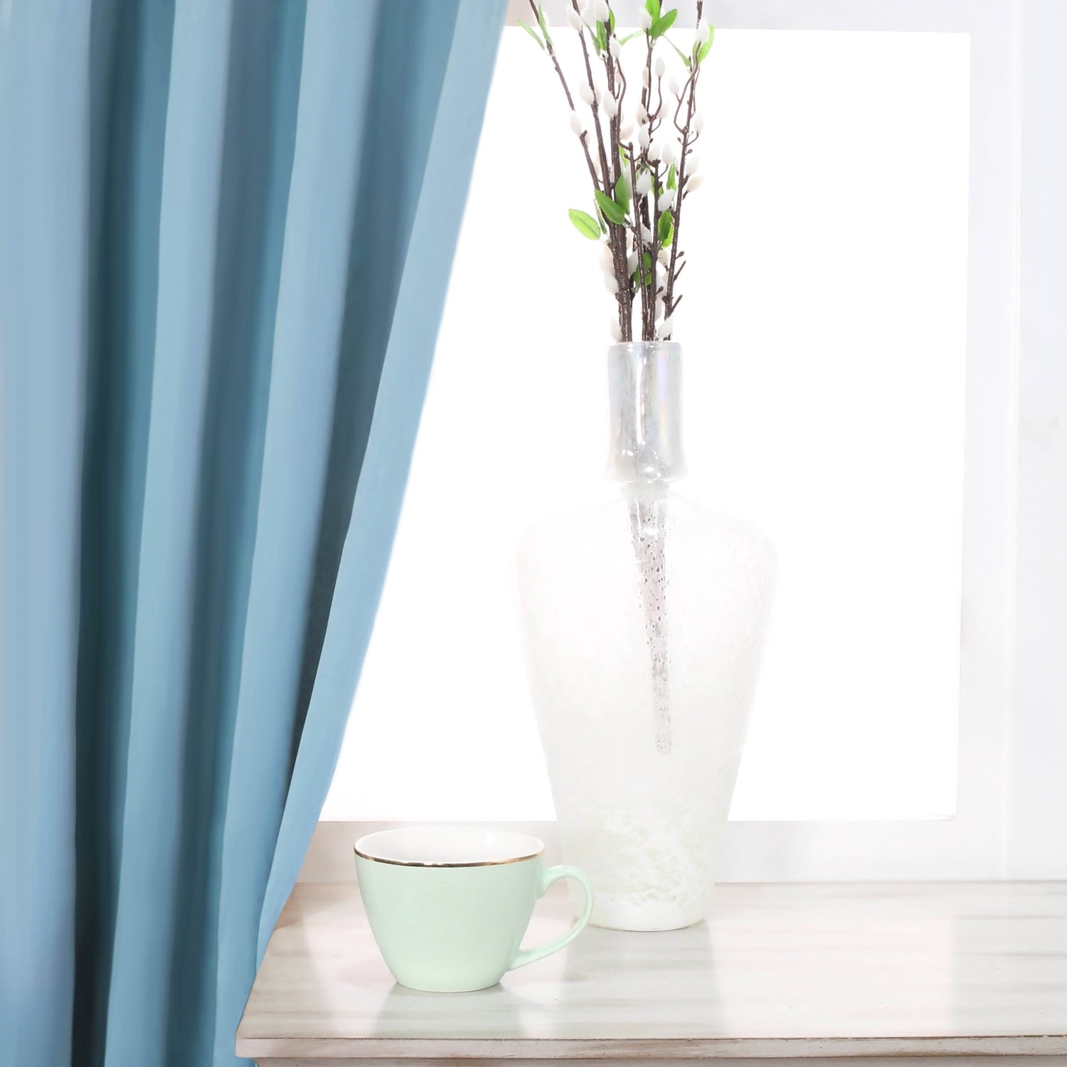 Superior Solid Blackout Curtain Set of 8, 52" x 84", Light Blue