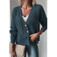 thumbnail image 4 of Women's Real Teal Open Knit Drop Shoulder Sweater Cardigan, 4 of 8