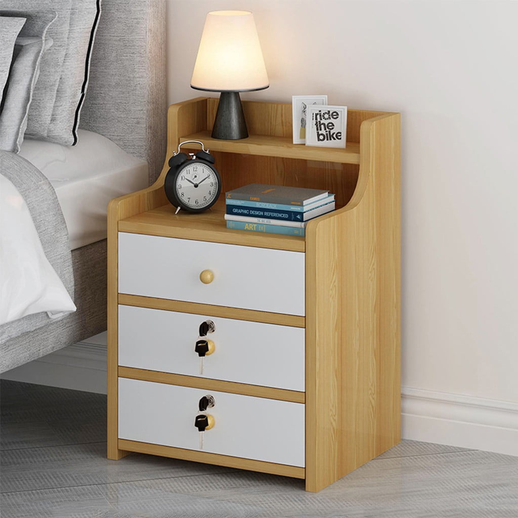 Zyooh Simples End Table Bedroom Nightstand Coffee Table 3 Drawer With
