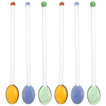 Vosarea 6Pcs Glass Swizzle Stick Assorted Color for Mixing Iced Coffee and Beverages