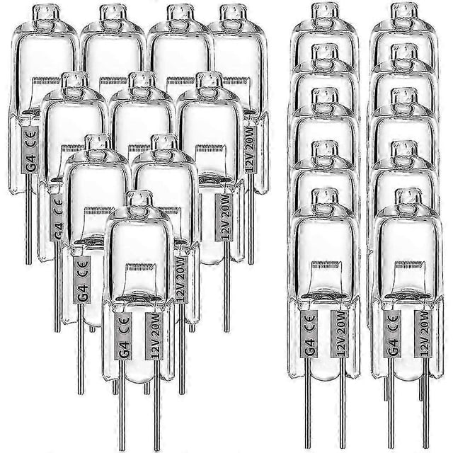 20 Pcs G4 Halogen Bulbs,20w 12v Halogen Light Bulbs 2 Pin Clear Lamp Bulb,compatible with Cooker Lig