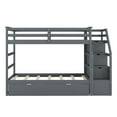 thumbnail image 3 of imerelez Twin-Over-Twin Bunk Bed with Twin Size Trundle and 3 Storage Stairs,Gray, 3 of 9