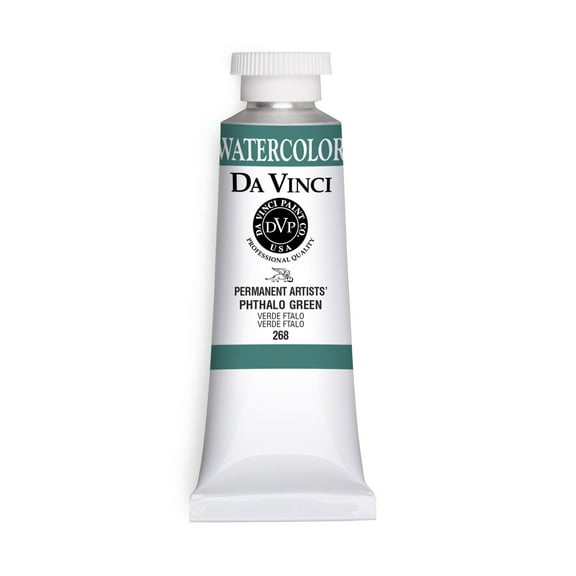 Da Vinci Paints Professional Watercolor, 37ml Tube, Phthalo Green