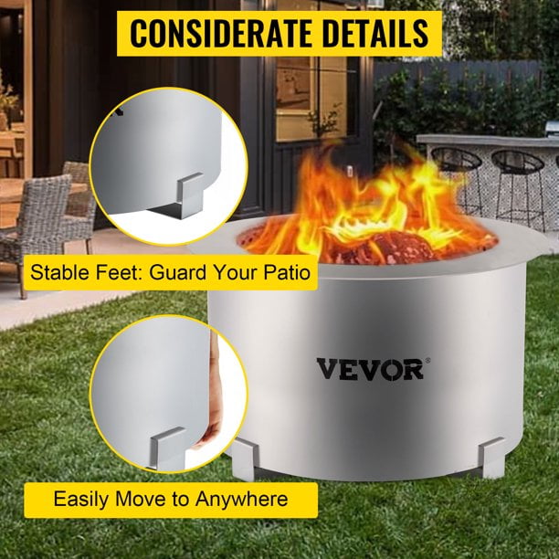 VEVOR Smokeless Fire Pit, Stainless Steel Stove Bonfire, Large 22 inch  Diameter Wood Burning Fire Pit, Outdoor Stove Bonfire Fire Pit, Portable  Smokeless Fire Bowl for Picnic Camping Backyard Silver - Walmart.com