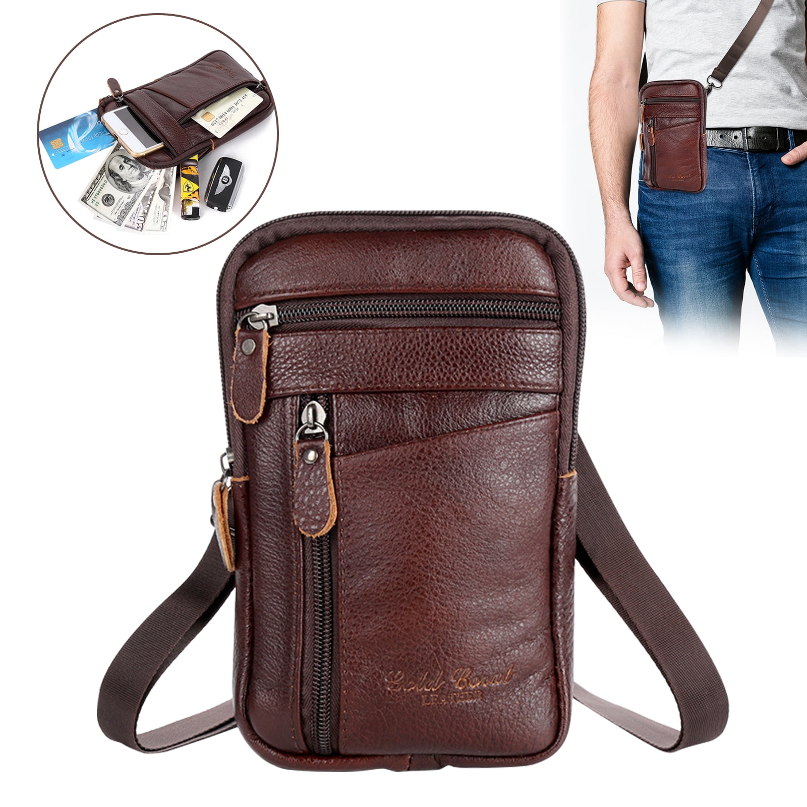 Leather Cell Phone Purse Eeekit Vertical Belt Bag Crossbody Pouch For