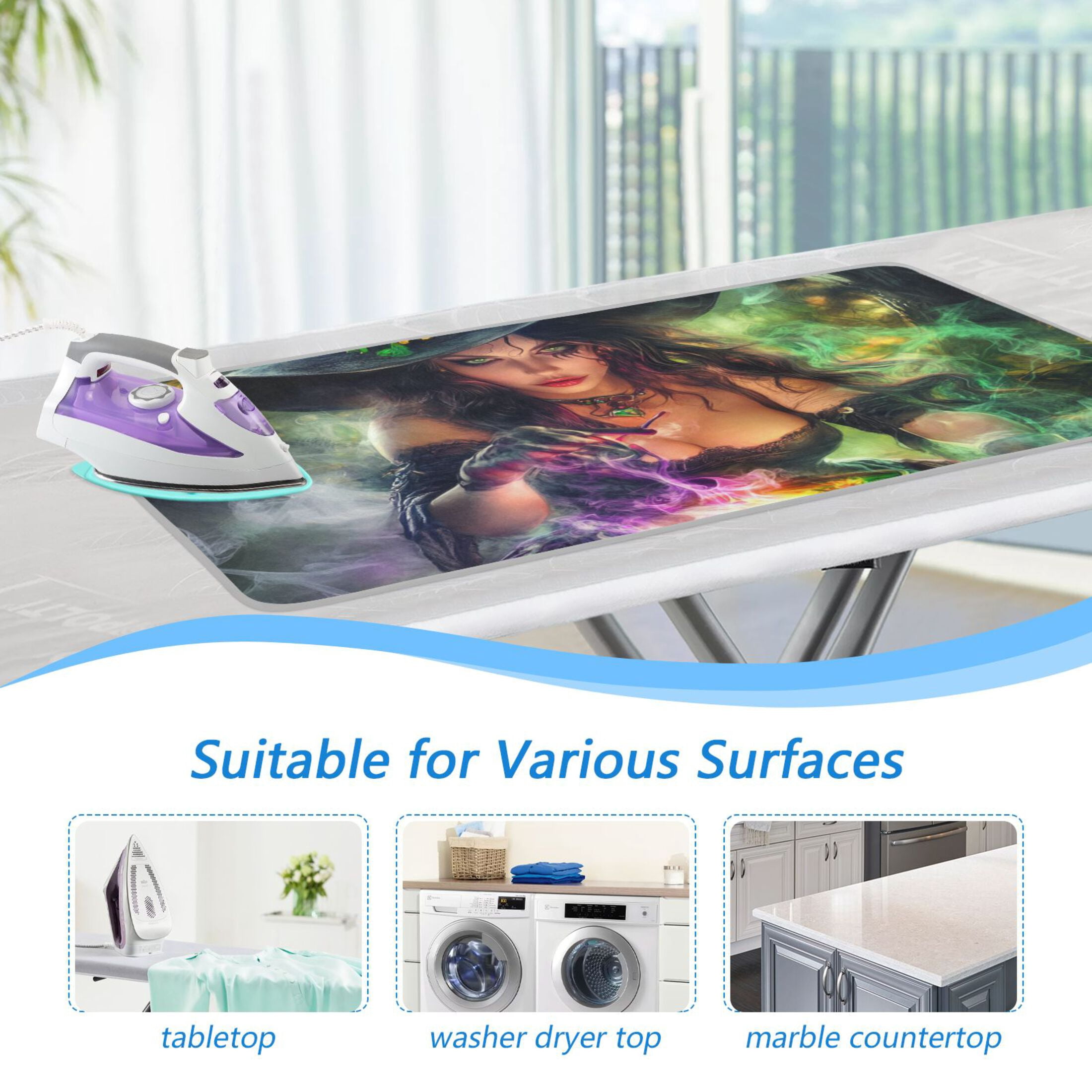 Witch and Potions Ironing Mat Blanket for Table Top Travel Portable Ironing Board Pad 47.2x27.6 Inch