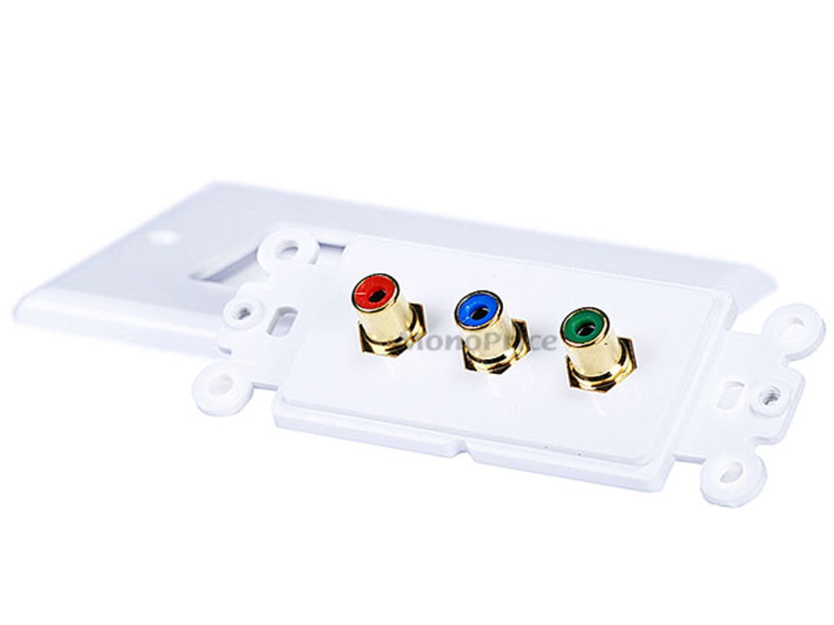 Monoprice 103000 3 RCA Component Two-Piece Inset Wall Plate RGB