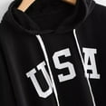 thumbnail image 4 of Winter Clothing for Women Women's Hoodie Letter Flag Printed Sweatshirt Long Sleeve Pullover Tops Blouse Fashions for Women Three Quarter Zip Oversized Zip up Hoodie Womens Sweatshirts And H Black XXL, 4 of 5