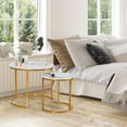 thumbnail image 3 of 24" Gold Metal and White Marble Nesting Side Tables, 3 of 6