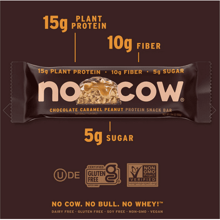 No Cow Protein Snack Bars, Chocolate Caramel Peanut, 4 Pack