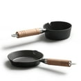 thumbnail image 2 of Mini Cast Iron Skillet Non Stick Hot Oil Pan Soup Sauce Pan Heating Pot Butter Warmer Pot with Wood Handle Milk Egg Kitchen Cooking Skillet Pan Cookware Deep 2inch, 2 of 5
