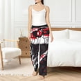 thumbnail image 5 of Uemuo Fierce Red Viper Graphic Art Pattern Women's Wide Leg Palazzo Lounge Pants with Pockets Light Weight Loose Comfy Casual Pajama Pants-, 5 of 9