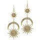 thumbnail image 1 of Pendientes vintage con forma de estrella y luna creciente con gancho de cristal Oro, 1 of 9