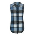 thumbnail image 3 of Girls Sleeveless Plaid Jacket Lightweight Button up Vests Casual Color Block Comfy Fall Winter Outerwear New Girls Vests Fall Blue 4-5 Years, 3 of 8
