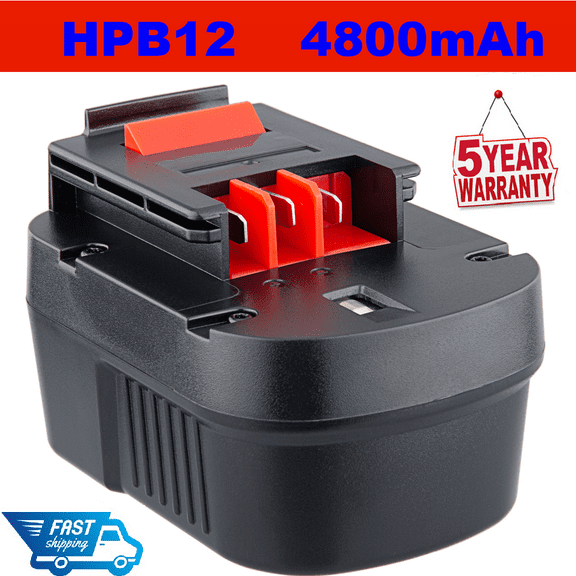 1Pack 12V HPB12 4800mAh NI-MH Replacement for Blaick Decker A1712 FS120B FSB12 HPB12 A12 A12-XJ A12EX FS120B FSB12 Compatible with Cordless Power Tools(non-original)