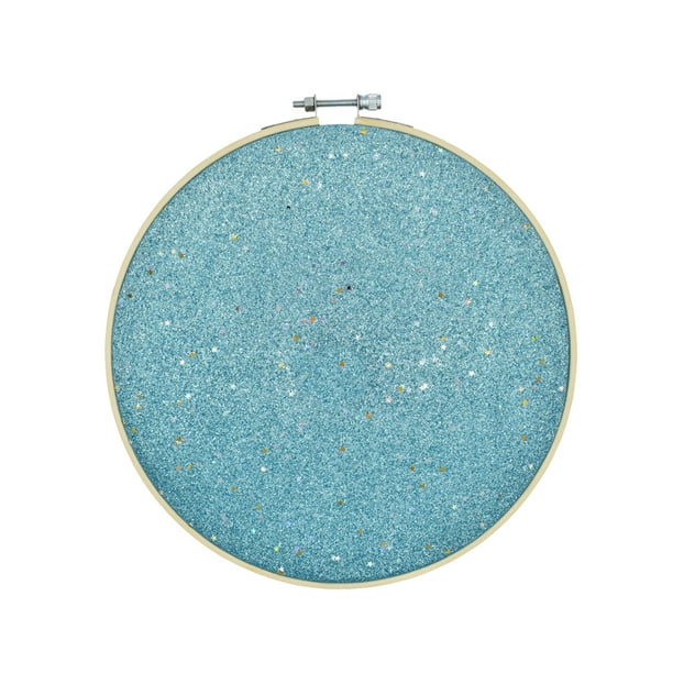 Insignia redonda Broche Banderín Pantalla Pin de pared Colgante Pantalla Glitter Board Pin Holder Pin Collection Display Bordado Aro (azul cielo)