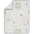 QAM Blush Pink Gold Star and Moon Girl Baby Crib Bedding Set for Infant