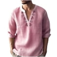 thumbnail image 2 of Blusas y camisas de manga larga con cuello en V para hombre, blusa informal de moda con cuello en V, blusa de manga larga transpirable para hombre, 2 of 6
