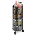 thumbnail image 3 of Fogcroll 3-Tier Rotating Kitchen Storage Rack Round Metal Storage Basket Shelves Rotating Tower Organizer with Rolling Wheels No Assembly Hollow Mesh Heighten Guardrail for Fruit Vegetable Grocery, 3 of 13
